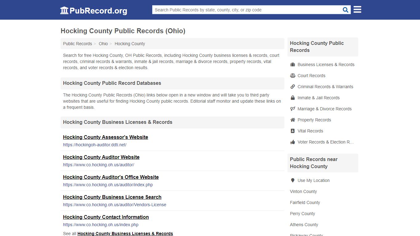 Free Hocking County Public Records (Ohio Public Records)